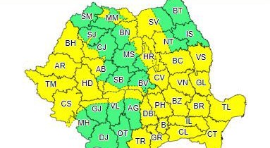 Atenţionare meteorologică de vreme rea pentru majoritatea ţării Atenţionare meteorologică de vreme rea pentru majoritatea ţării